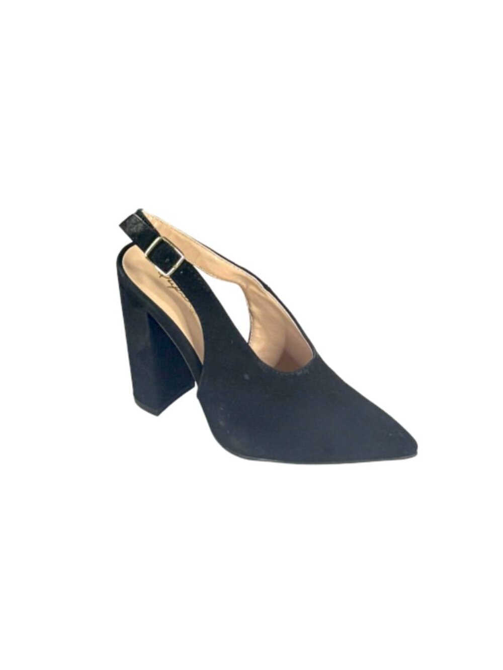Qupid Signal-26 Women's Black Slingback Pointed Toe Heels